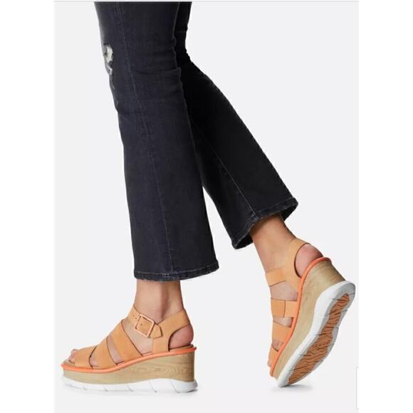 Sorel Suede Leather Wedge Sandals Womens 11 Strappy Modern Boho Y2K Style Summer - Picture 3 of 15